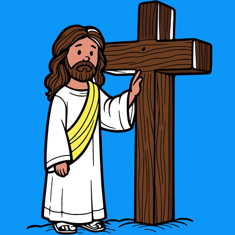 jesus standing beside the cross
