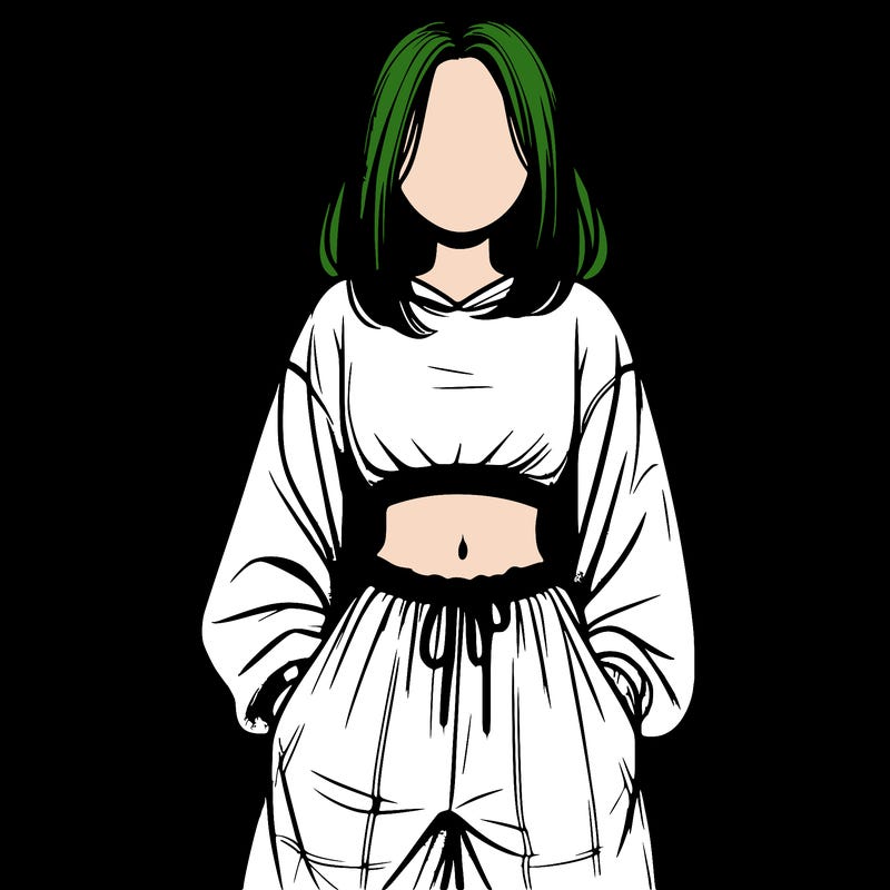 realistic girl faceless with baggy pants and a crop top