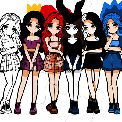 a group of girls realistic