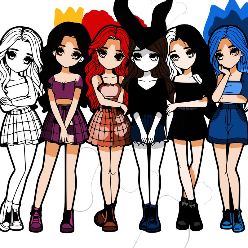 a group of girls realistic