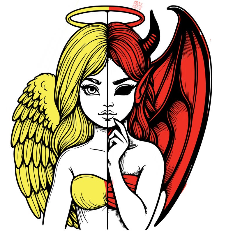 realistic angel half demon