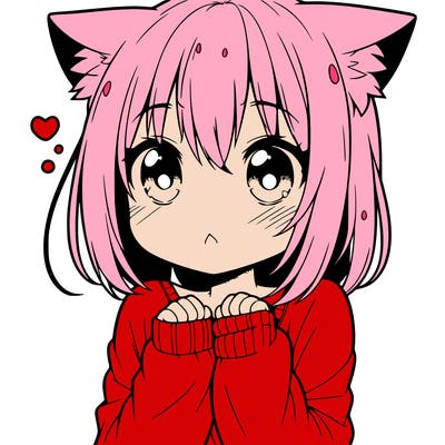 shy anime catgirl