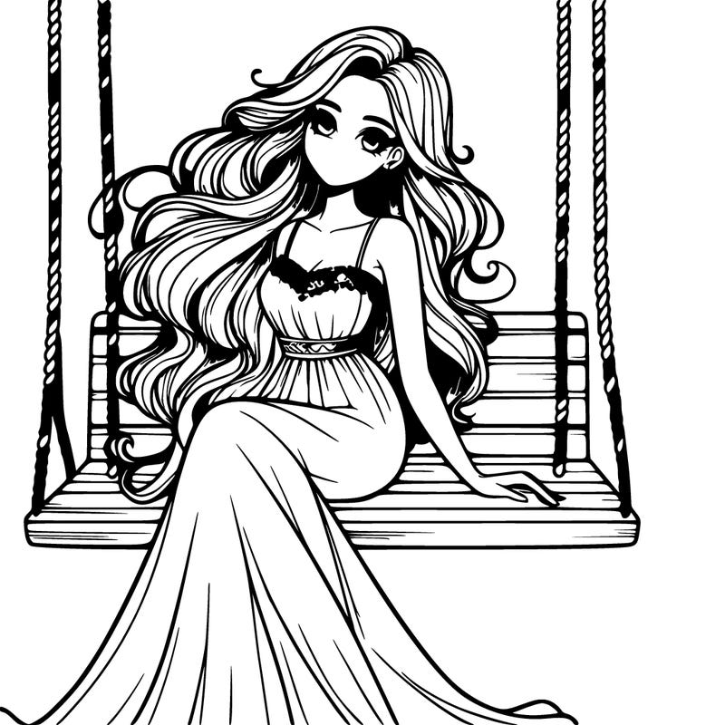 𝓐 𝔀𝓸𝓶𝓪𝓷 𝓸𝓷 𝓪 𝓹𝓻𝓮𝓽𝓽𝔂 𝔀𝓸𝓸𝓭𝓮𝓷 𝓼𝔀𝓲𝓷𝓰 𝓪𝓷𝓭 𝓼𝓱𝓮 𝓱𝓪𝓼 𝓵𝓸𝓷𝓰 𝓯𝓵𝓸𝔀𝓮𝔂 𝓱𝓪𝓲𝓻 𝔀𝓲𝓽𝓱 𝓪 𝓵𝓸𝓷𝓰 𝓭𝓻𝓮𝓼𝓼 𝓫𝓵𝓸𝔀𝓲𝓷𝓰 𝓲𝓷 𝓽𝓱𝓮 𝔀𝓲𝓷𝓭