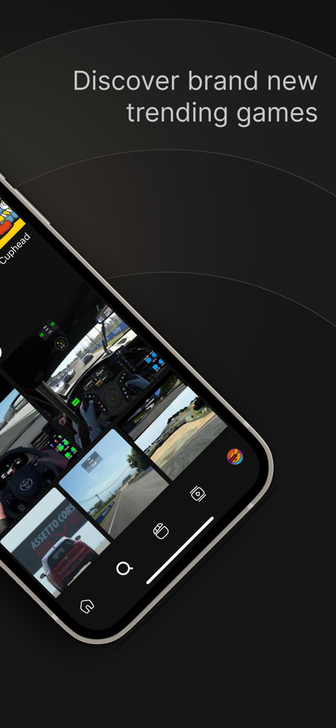 Medal - Game Clipping - Pantalla de smartphone mostrando un feed de descubrimiento de clips de juegos de tendencia dentro de la aplicación Medal