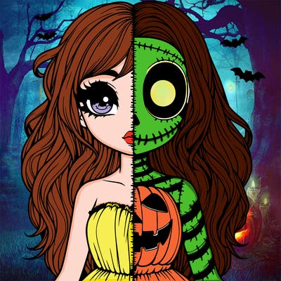 realistic girl halloween split