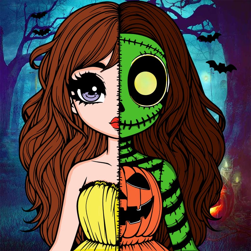 realistic girl halloween split