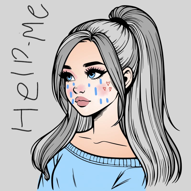 realistic girl with a high ponytail