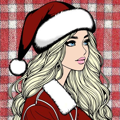 realistic girl in santa hat