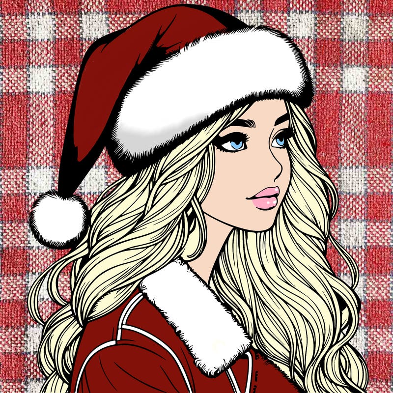 realistic girl in santa hat