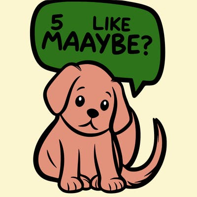 a puppy that says 5 like maybe
