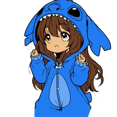 anime girl in a stitch onsie