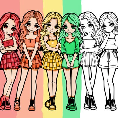 a group of girls realistic