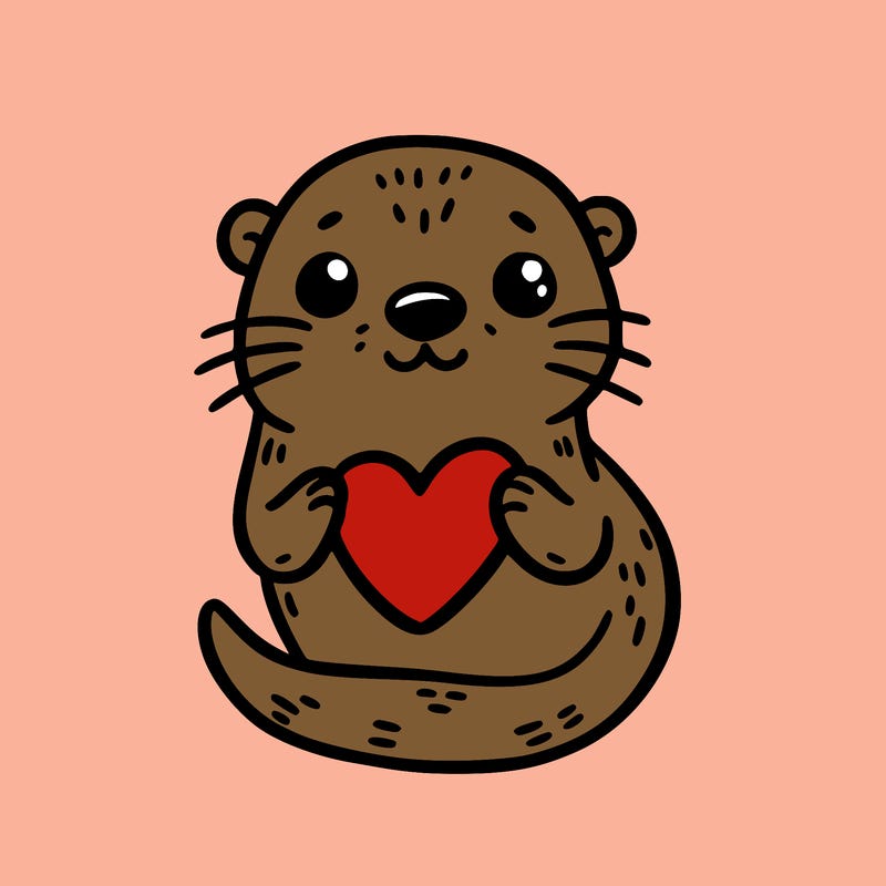 otter with a heart