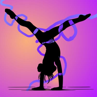 realistic gymnastic hand stand girl in four splits