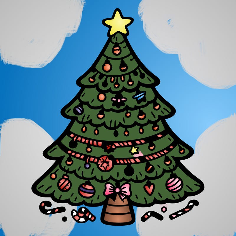christmas tree with lots of details