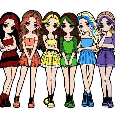 a group of girls realistic