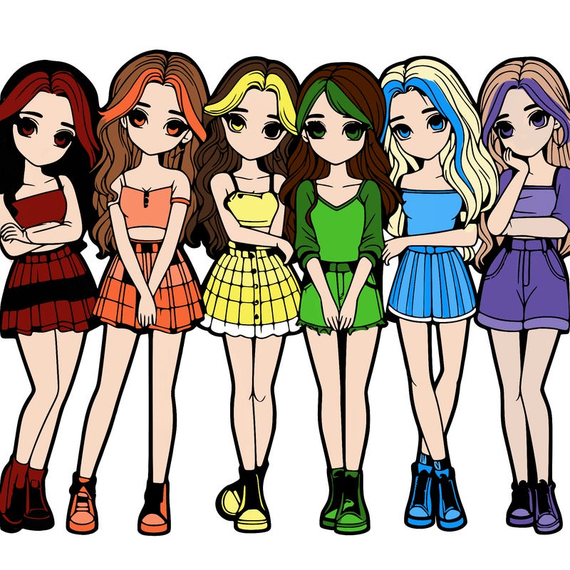 a group of girls realistic