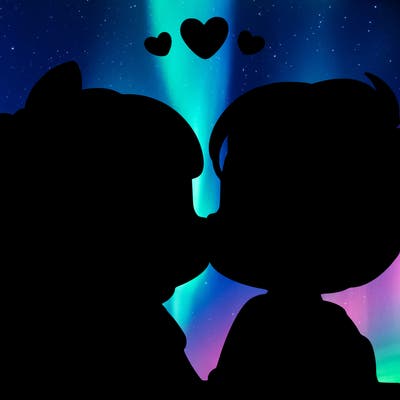 boy and girl kissing