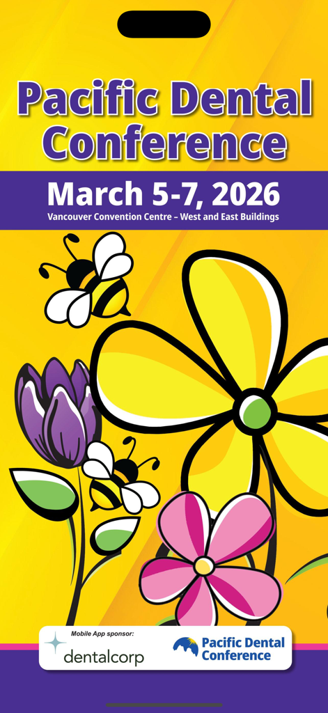 Pacific Dental Conference - Welcome screen for the Pacific Dental Conference 2026 featuring flowers and bees.