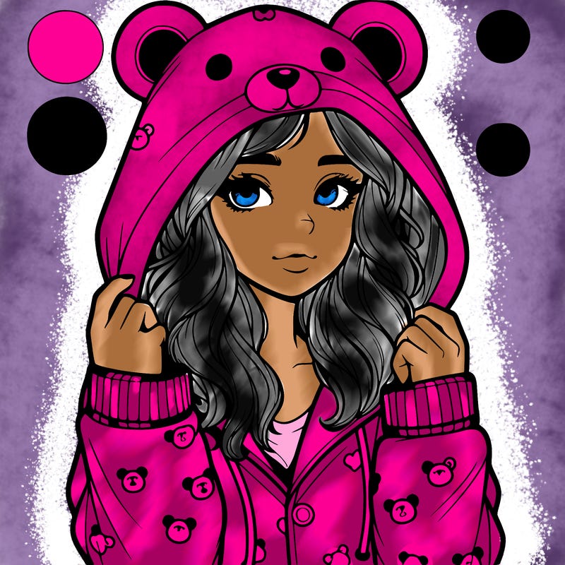 realistic girl in a animal pjs hoodie