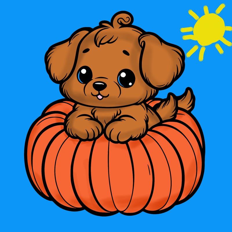 cute little puppy in a pumpkin