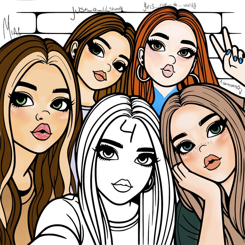 group of teen girls friends y2k up close in a selfie