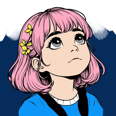 realistic girl looking up