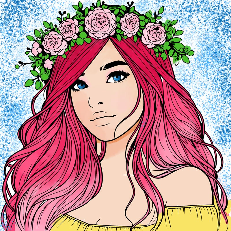 realistic girl with flower crown