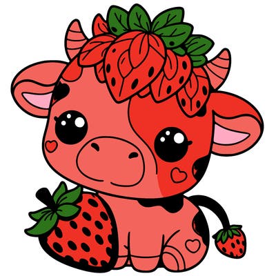 cute strawberry cow