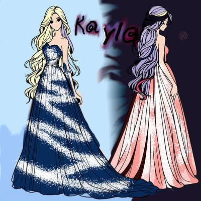 realistic woman with long flowing dress