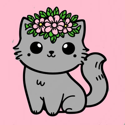 a cat with a flower crown