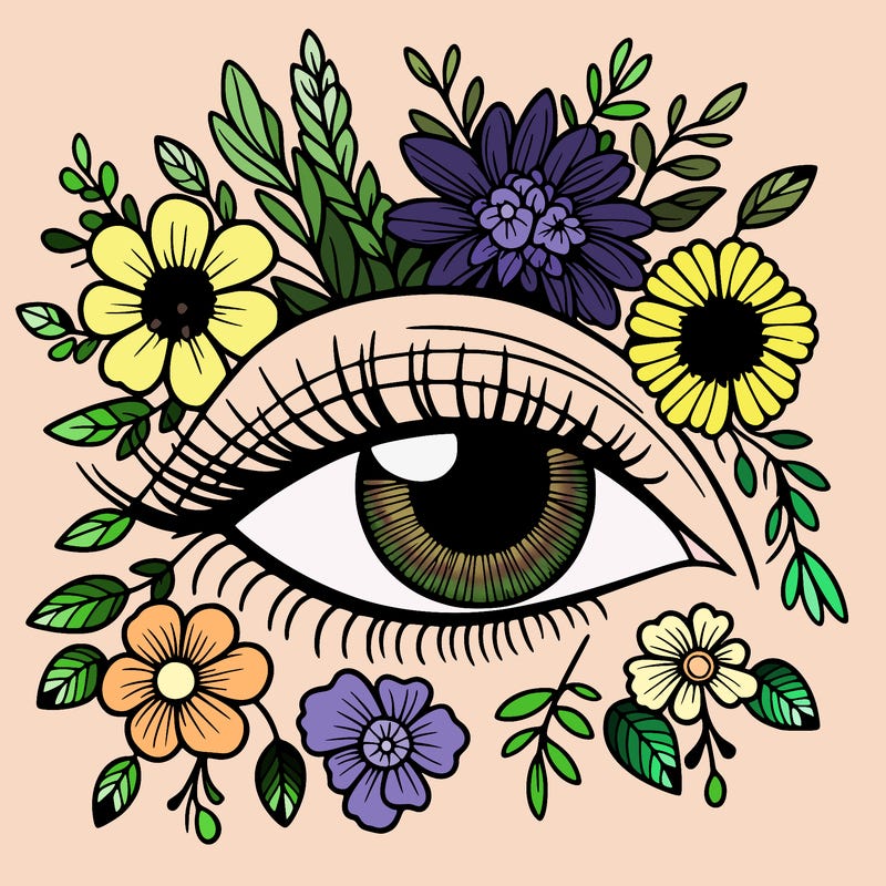 eye with flowers