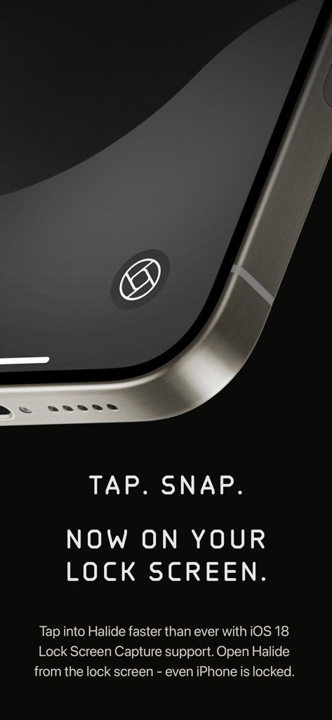 Halide Mark II - Pro Camera - Icono de Halide Pro Camera en la pantalla de bloqueo de un iPhone para soporte de captura rápida