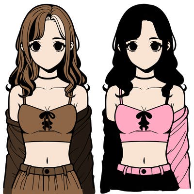 realistic girl split in 4 sections