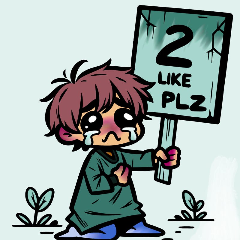 small poor toddler crying with sign that says 2 like plz
