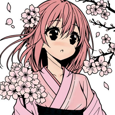 anime girl with cherry blossoms