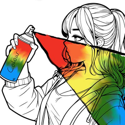 a realistic girl spray, painting