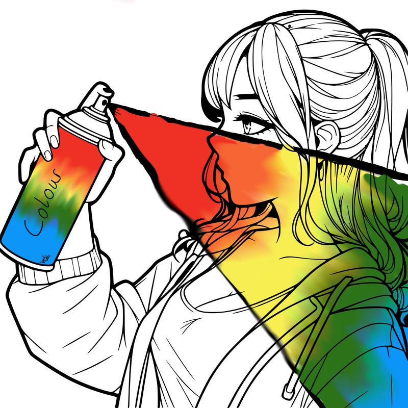 a realistic girl spray, painting