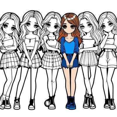 a group of girls realistic