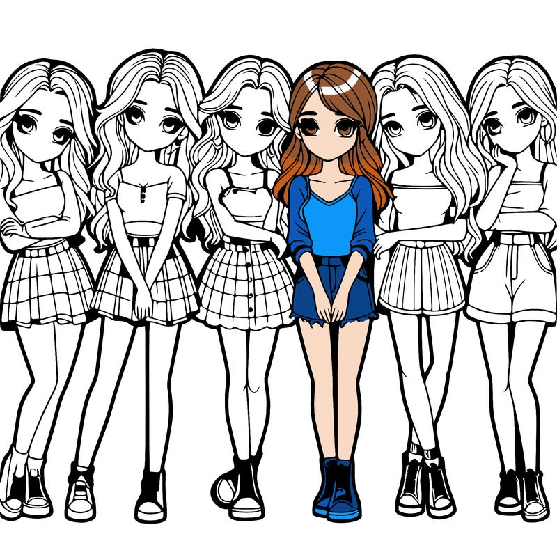 a group of girls realistic