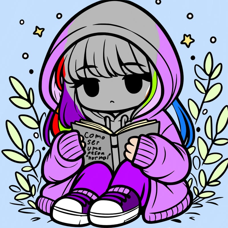 girl in oversized hoodie reading a book