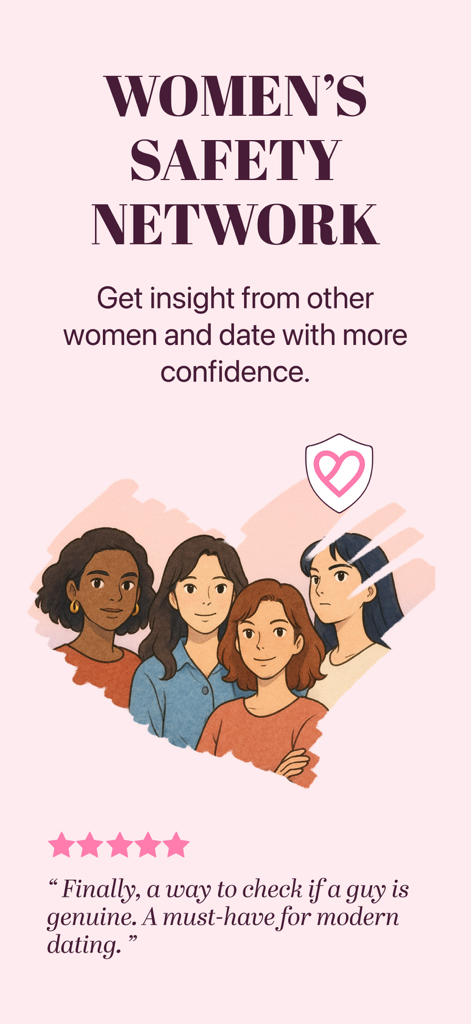 Sistr Dating-App Werbebild für ein Sicherheitsnetz für Frauen im Dating.