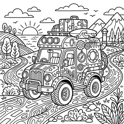 Get ready for a fantastic journey with this adorable vacation jeep coloring page, perfect for little adventurers. Designed specifically for toddlers, it promises hours of creative fun and motor skill development.