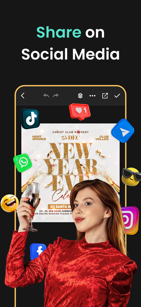 Social Media Post & Ad Maker - Un gráfico que muestra la función para compartir publicaciones profesionales en redes sociales en múltiples plataformas.