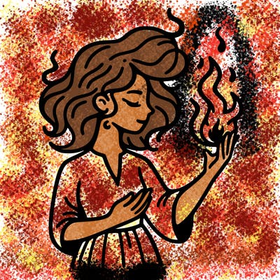 woman with fire