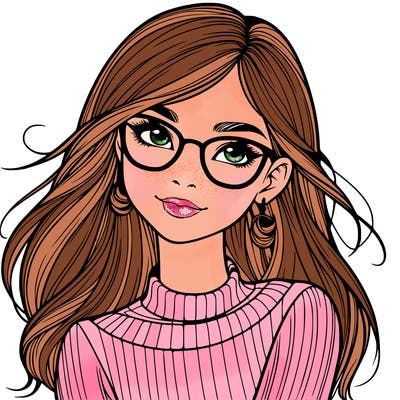realistic girl with glasses