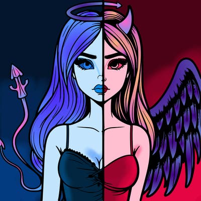 devil vs angel realistic girl