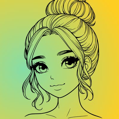 realistic pretty girl with hair in bun