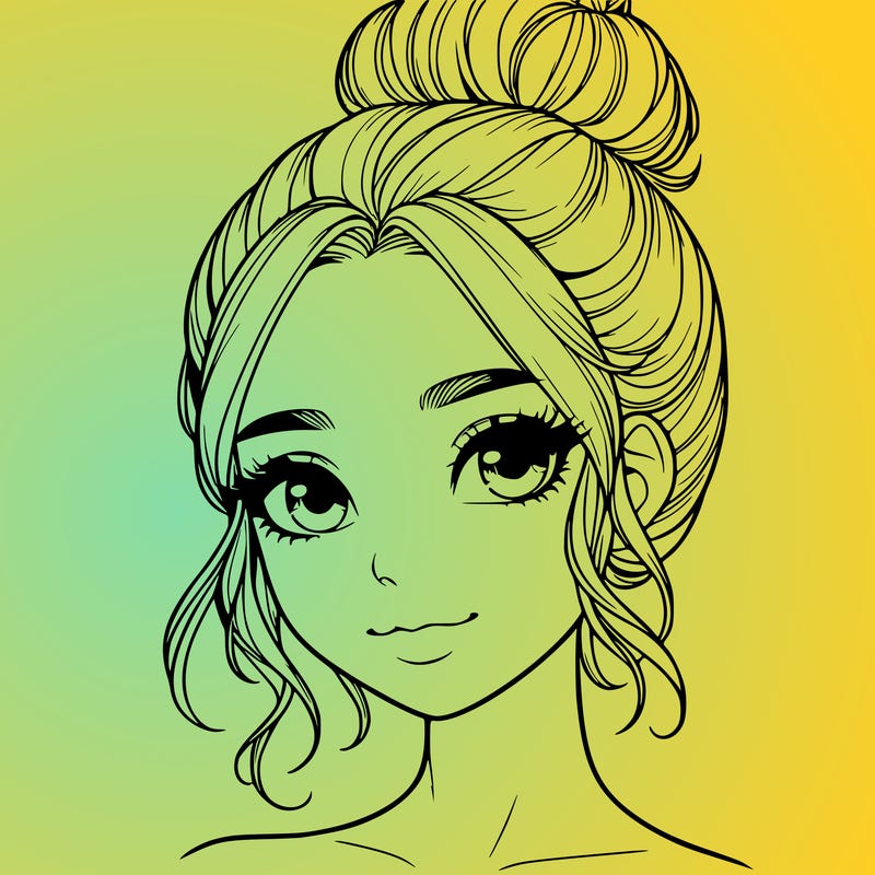 realistic pretty girl with hair in bun