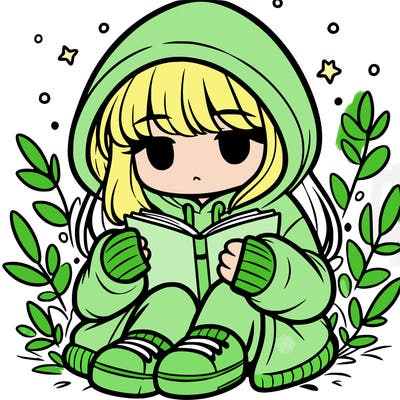 girl in oversized hoodie reading a book